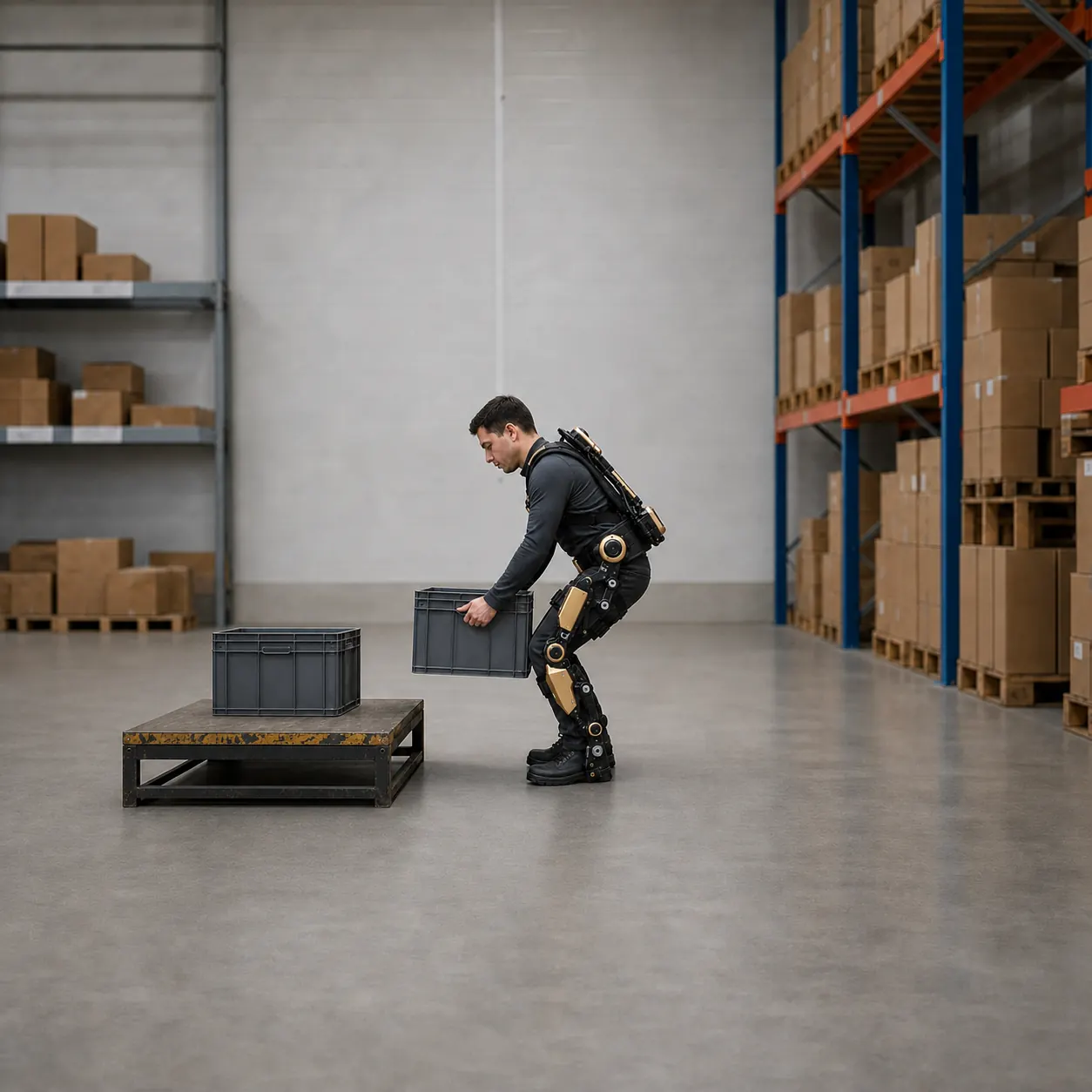 Exoskeleton support where people still lift